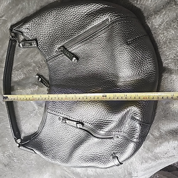 COLE HAAN SILVER METALLIC LARGE BOHO HANDBAG - Picture 4 of 9